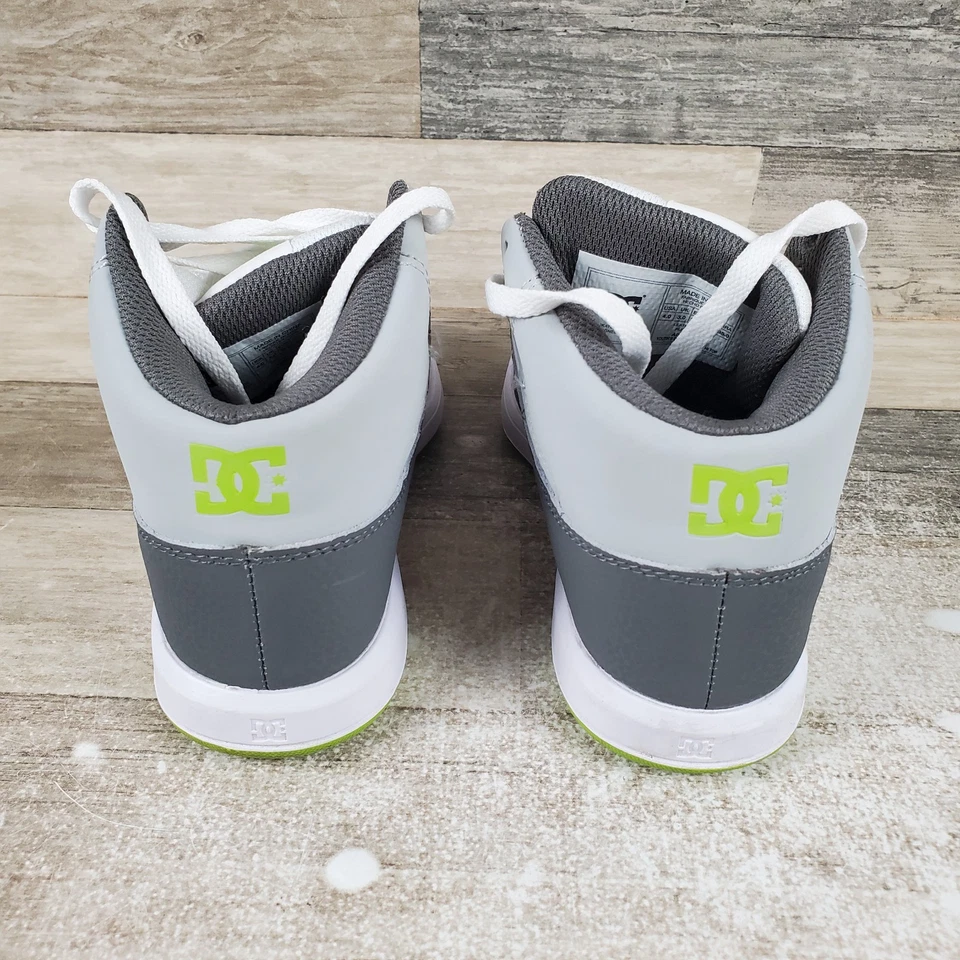 DC Cure Hi Top Niños Zapatos Talla 4 Gris Verde Lima Cuero Con Cordones Medio Top Tenis Foto 3 de 4
