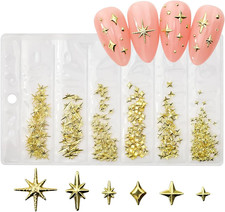 200Pcs Star Nail Charms for Nails Art 3D Gold Star Nail Charms Metallic Studs Rh