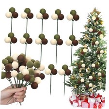 12 Set 7.9 Inch Christmas Ball Ornaments on Velvet Brown,dark Green, Beige