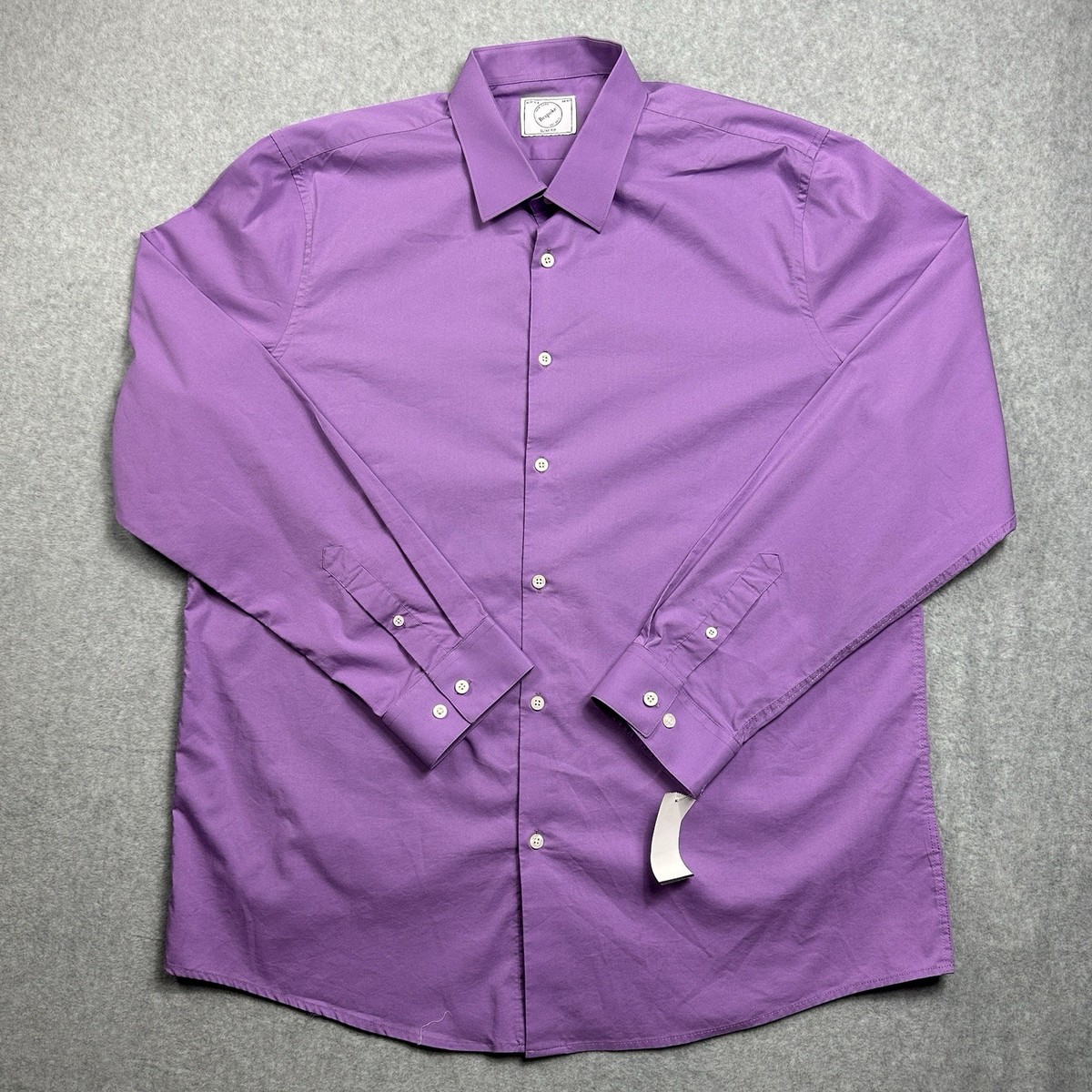 slim fit dress slacks Hisdern Non-Iron Purple Dress Shirt and Striped Tie L main image 0