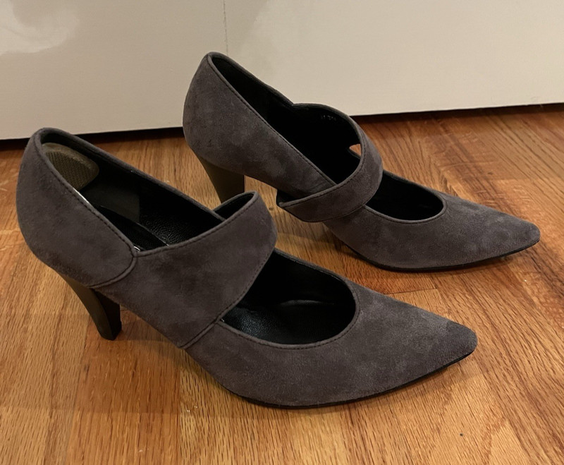 Gabor Women's Gray Suede Heels Slip On Sz 7.5 Samtchevreau Zinn New In Box