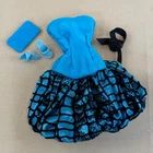 Vintage 1989 Barbie Fantasy Fashion Shimmering Party Dress Blue & accessories