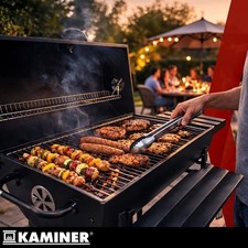 LUXUS XXL Holzkohlegrill Grillwagen mit Thermometer Gartengrill Grillfläche