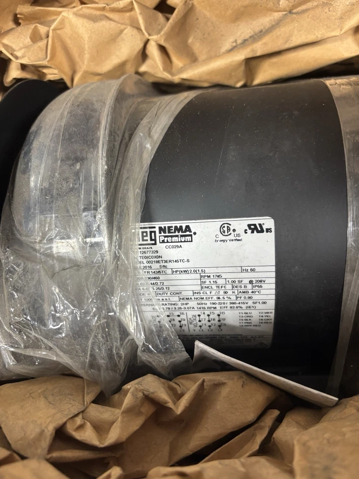 NEW 12677329 WEG General Purpose Motor 2 HP 4P 00218ET3ER145TC-S - Image 4 of 4