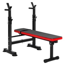 Adjustable Olympic Workout Bench with Squat Rack and 100-lbs Barbell Weight Set