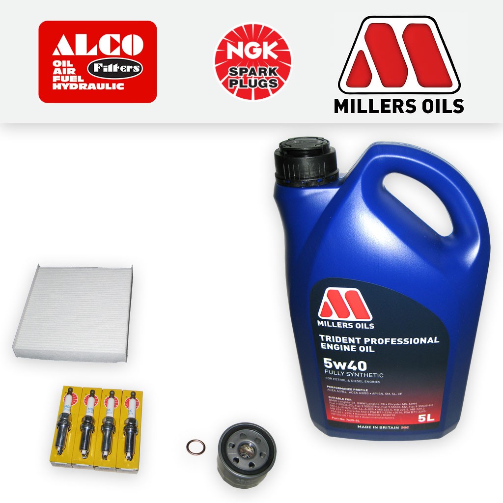 SERVICE KIT for DACIA SANDERO 1.2 OIL CABIN FILTER SPARK PLUGS +5w40 OIL (12-18)