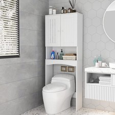 LifeSky Over The Toilet Cabinet - Bathroom Over Toilet Storage Cabinet with D...