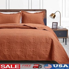 Lightweight Embossed Quilt Set Ultrasonic Pressed Durable Coverlet 3 Piece New