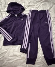 adidas Kids Jacket and Pants 2-piece Hoodie Zipper set Purple Size 7