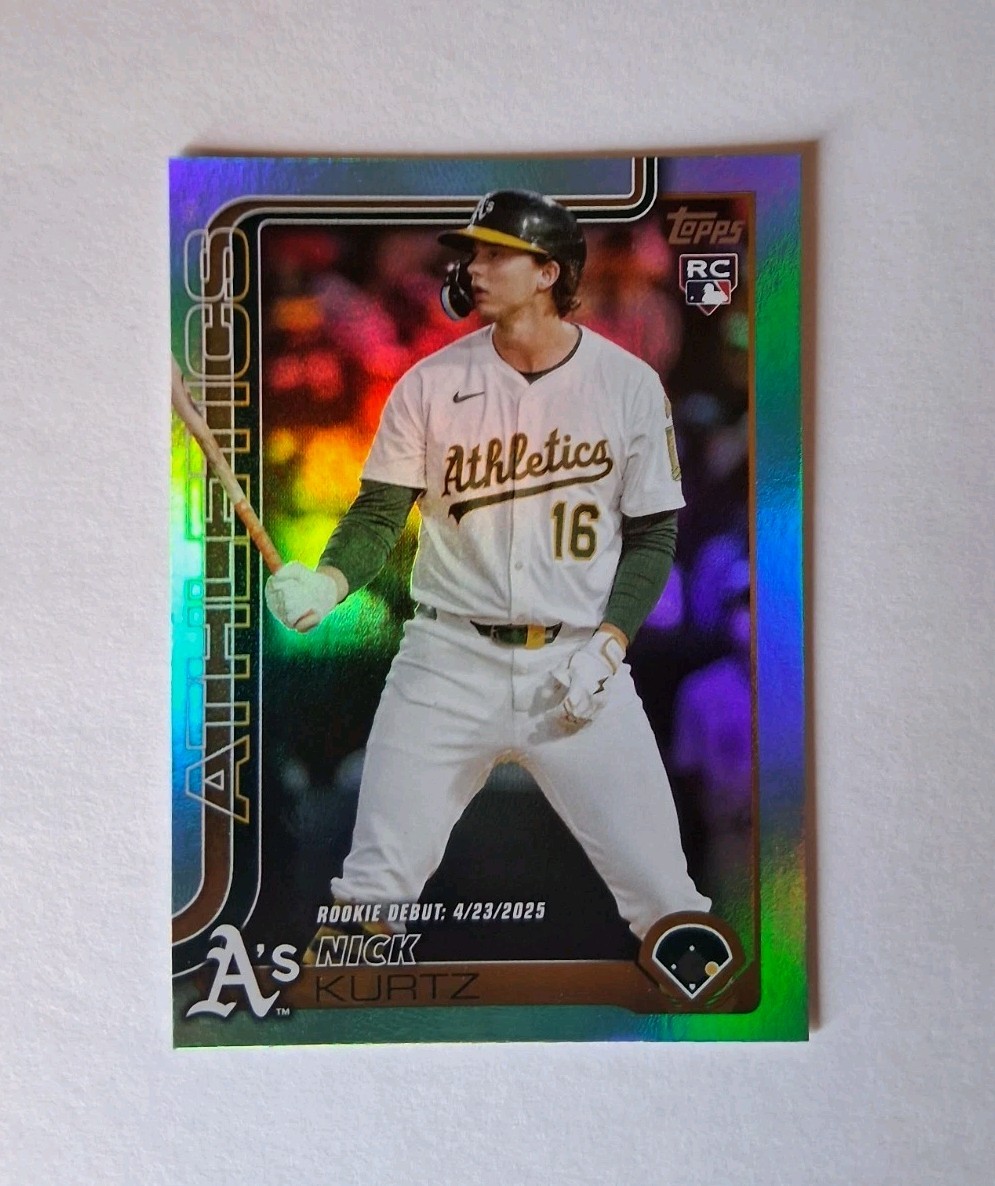 2025 topps update #US197 Nick Kurtz aqua rainbow foil RC ssp /110