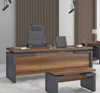Braun Grauer Schreibtisch 220X90Cm Luxus Tisch Chefschreibtisch BüRo