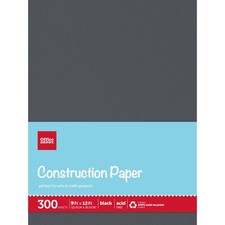 Office Depot Brand Construction Paper, 9" x 12", 100 Recycled, Black, Pack Of