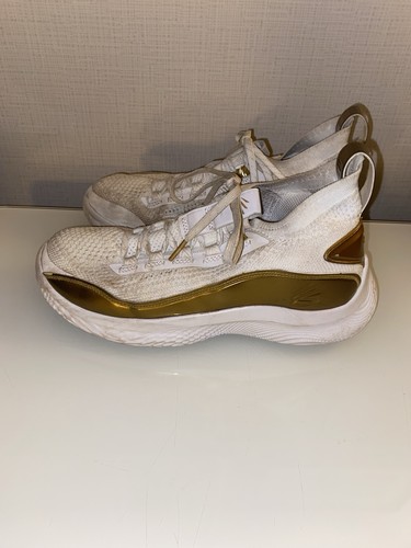 Under Armour Curry Flow 8 "Gold Blooded" White Shoes Boys Sz 6.5Y 3024457-102 - Picture 3 of 12
