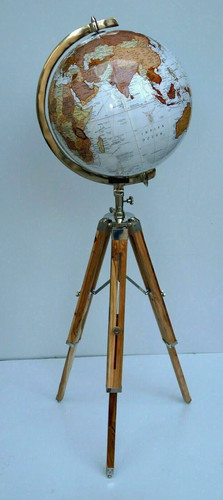 Moderne Karte Atlas Weltkugel mit Holzstativ Ständer Globus Bodendeko 18" groß - Bild 5 von 8