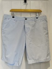 Jeff Banks Men’s Blue Pinstripe Tailored Shorts - Size 36 - Summer Holiday Casua