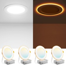 4 Pack 6 Inch 5CCT LED Recessed Ceiling Light with Night Light, 2700K/3000K/3...