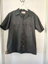 Dickies Short Sleeve Work Shirt Men  s Gray Large L Cotton Poly Mechanic 206 Euc