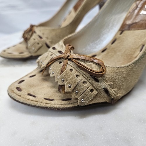 Dior Brown Suede Tie HeelsWomens 37 US 7 - Imagen 7 de 12