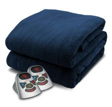 Micro Plush Electric Heated Blanket with Digital Controller, Queen, 180G Navy