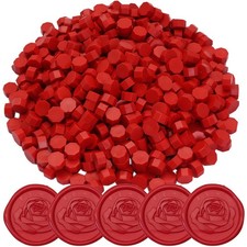 400pcs Wax Seal Beads Bright Red Premium Sealing Wax Beads, Octagon Seal Stam...