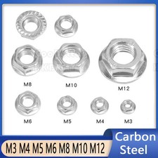 M3 M4 M5 M6 M8 M10 M12 Flanged Hex Nuts Serrated Carbon Steel Galvanized