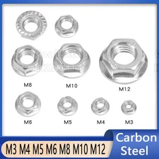 M3 M4 M5 M6 M8 M10 M12 Flanged Hex Nuts Serrated Carbon Steel Galvanized