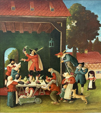 Ölgemälde Malerei Fritz Kükenthal der Quacksalber am Marktplatz aus Nachlass