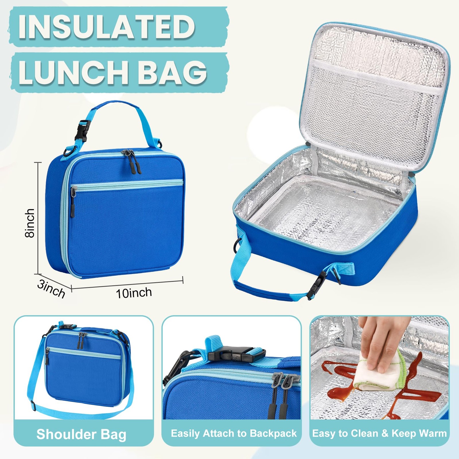 Kids Lunch Box with 8oz Thermo, Leakproof Bento Box with Insulated Bag, Kids ...