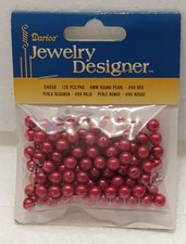 Darice Jewelry Designer 04658 Pearls Round Red 6Mm 120Pc New Made In Taiwan