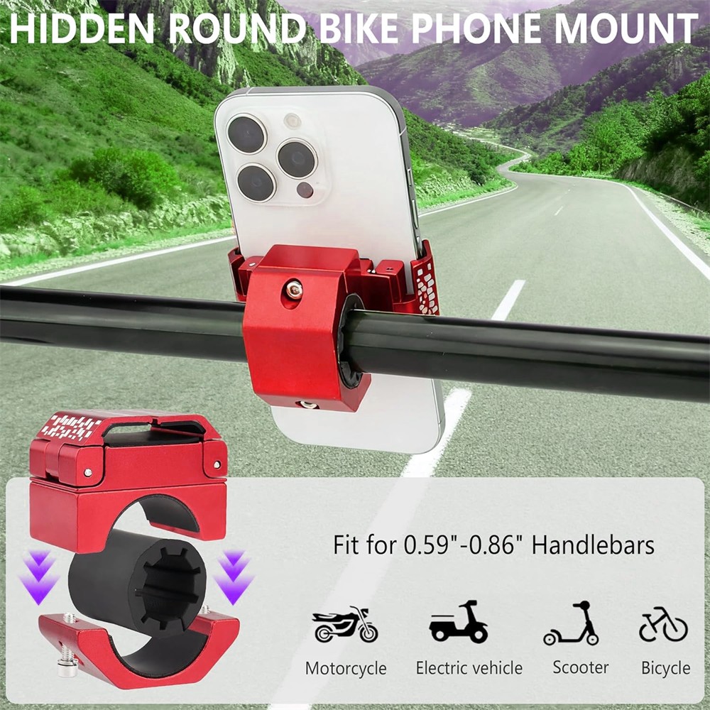 Red Aluminum Alloy Motorcycle Bicycle Handlebar Cell Phone Mount Holder Replace