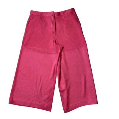 Massimo Dutti Wide-Leg Trousers Culottes Pants Flat Front Hot Pink Women s 10