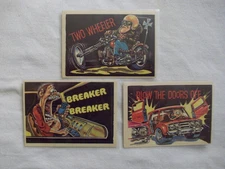 (3) 1978 DONRUSS CB CONVOY CODE STICKERS w/ TWO WHEELER.BLOW THE DOORS OFF.BREAK