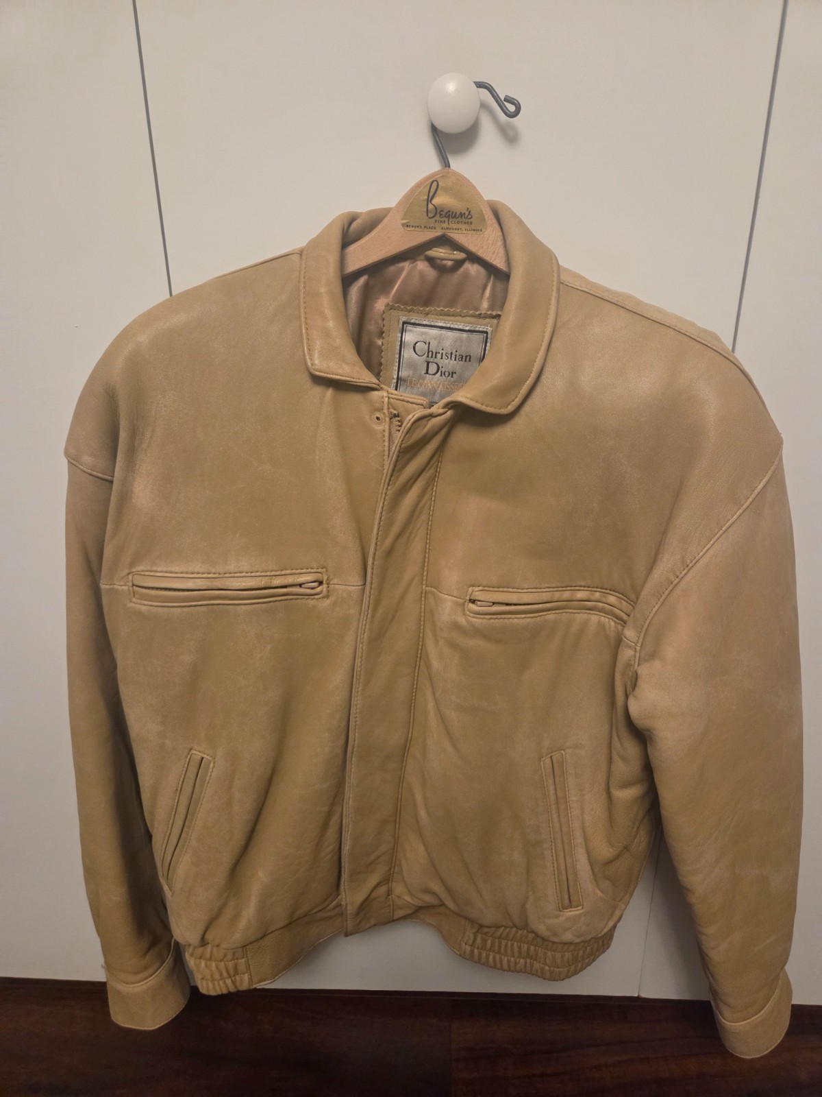 Vintage Christian Dior Men's Leather Bomber Jacket