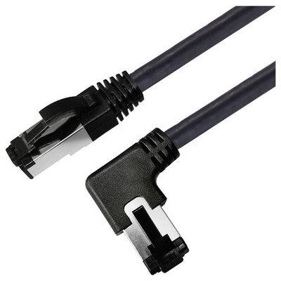 Maxtrack TI52-3L RJ45 Netzwerkkabel, Patchkabel CAT 8.1 S/FTP 3 m Schwarz 90°...