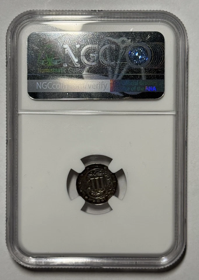 1859 Silver 3 Cent Piece – NGC UNC Details (Cleaned) – Sharp Strikes, Nice Eye - Image 2 of 4