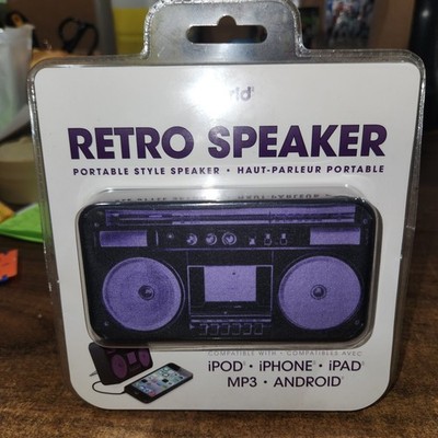 NEW Old Stock IWorld 4.5'' Retro Speaker Boom Box Style, Portable for Ipod Iphone
