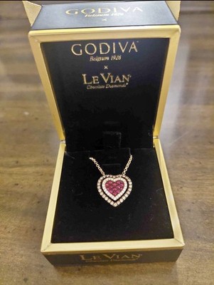 14kt Rose Gold Ruby Diamond Heart Necklace by Le Vian Godiva Collab adjustable
