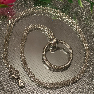 Pandora   Moments Halskette mit kleinem O-Anhänger (58 cm)   