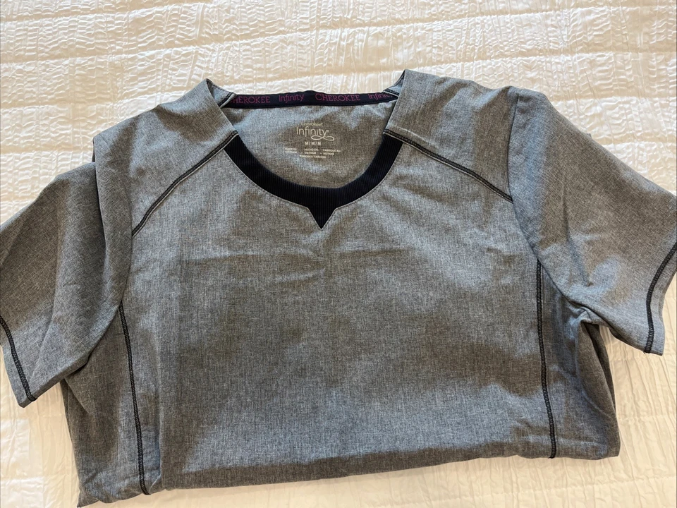 Infinity Gray Heather Women's Scrub Top Medium - Image 4 of 4