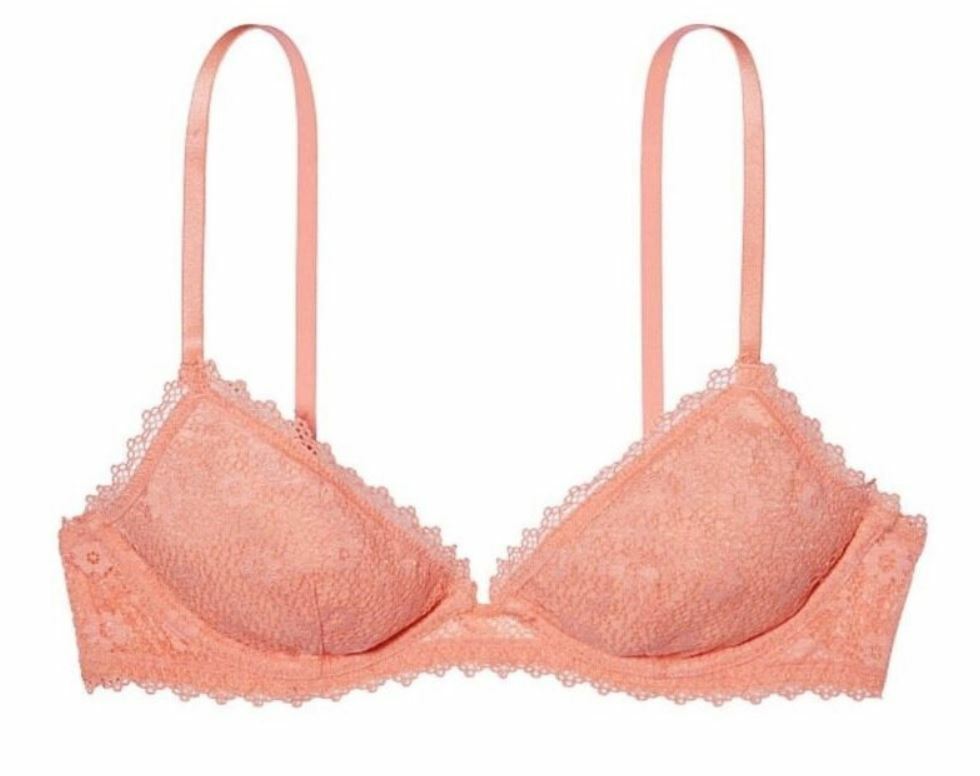 Victoria's Secret Lace Triangle Underwire Bralette in Coral XSmall