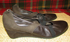 Women's ARCHE Brown Leather Suede Wedge Shoes Size 39 EUR