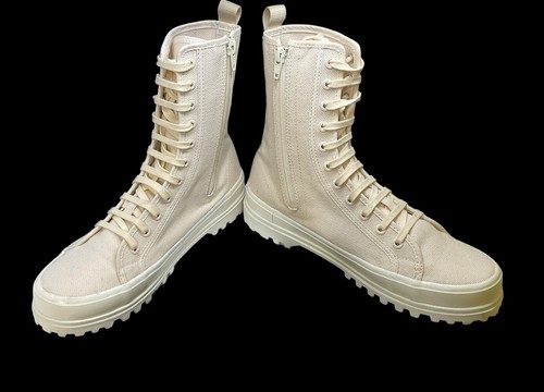 Stivali SUPERGA stile S6116DW-AFP taglia 9,5 donna uomo 8 stivali stringati beige tela - Foto 2 di 15