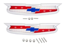 Trim Parts Hood and Trunk Emblem Set With Bezels For 1955 Chevy Bel Air Nomad