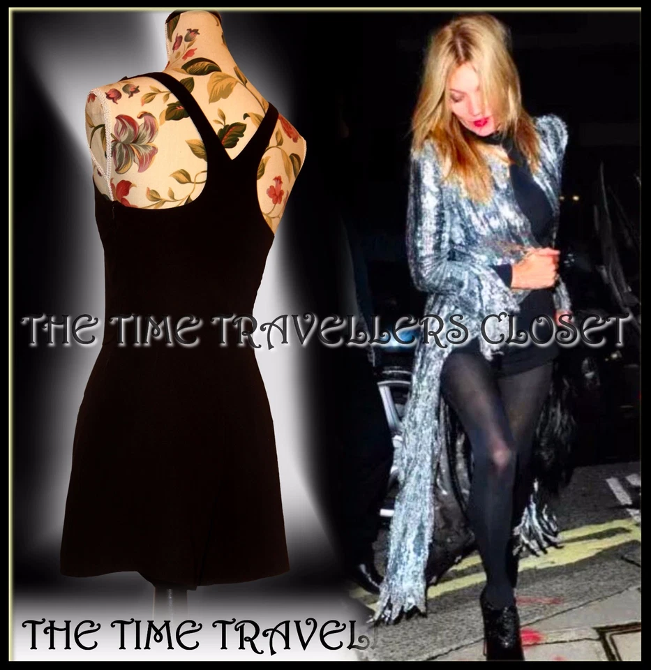 KATE MOSS TOPSHOP BLACK CREPE PLAYSUIT MUSCLE RACER BACK LINED UK 10 38 NO BELT - Image 2 of 4