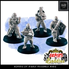 "Town Guard x4 miniatures"  Beasts & Baddies EC3D resin fantasy D&D Frostgrave