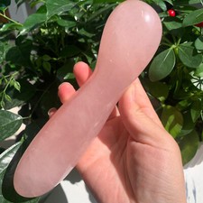 477g Rose Quartz Yoni Massage Wand Curved Quartz Crystal Collection Polished