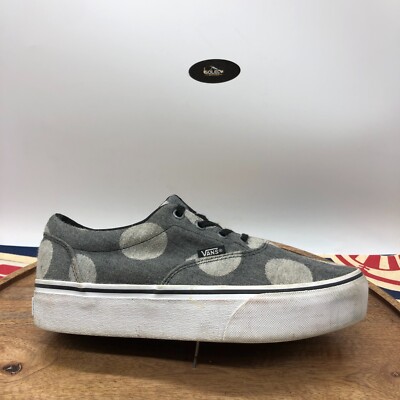 VANS Womens Doheny Gray White Polka Dot Platform Sneaker Shoes Low Top Size 