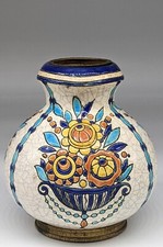 Art Deco Crackle Vase by Boch Frere La Louvière, Charles Catteau 1925