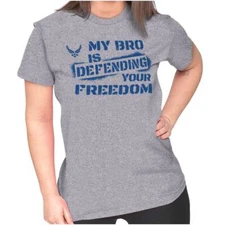 US Air Force My Bro Defending Your Freedom Womens Top Junior Graphic Tee