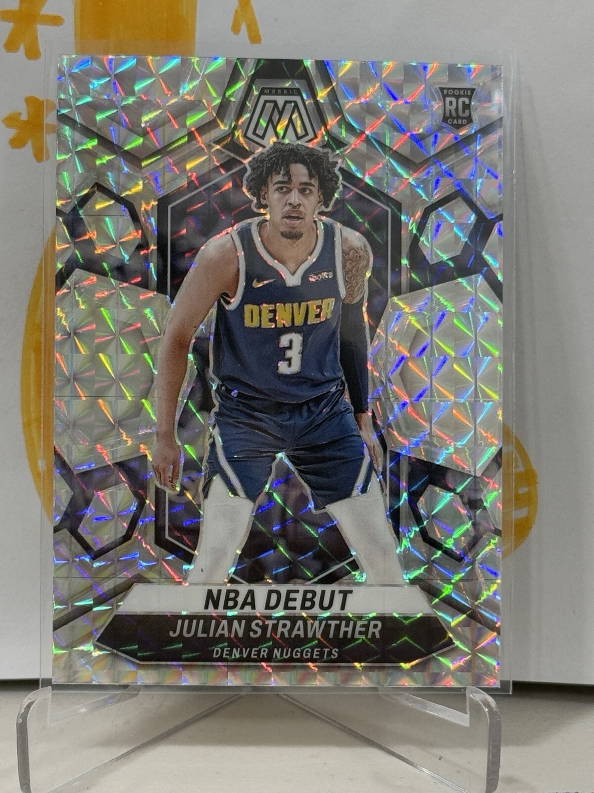 2023-24 Panini Mosaic #256 Julian Strawther Silver Mosaic RC Denver Nuggets